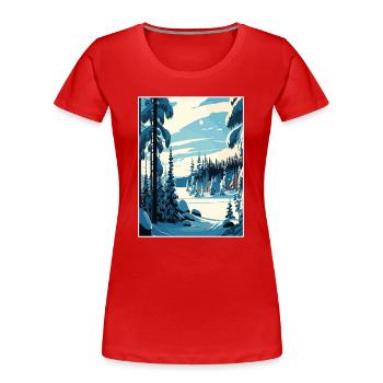 Lappland Finnland Insel Vintage Reiseposter WPA - Frauen Premium Bio T-Shirt - Rot - Vorne - Mia (176cm)