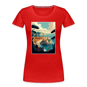 Dubrovnik Kroatien Vintage Reiseposter Souvenir - Frauen Premium Bio T-Shirt - Rot - Vorne - Mia (176cm)