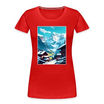 Wengen Schweiz Vintage Reiseposter Souvenir - Frauen Premium Bio T-Shirt - Rot - Vorne - Mia (176cm)