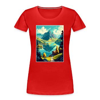 Wolfgangsee Austria Vintage Reiseposter Souvenir - Frauen Premium Bio T-Shirt - Rot - Vorne - Mia (176cm)