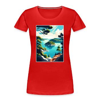 Mljet Nationalpark Kroatien Vintage Reiseposter - Frauen Premium Bio T-Shirt - Rot - Vorne - Mia (176cm)