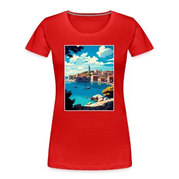 Primosten Kroatien Vintage Reiseposter Souvenir - Frauen Premium Bio T-Shirt - Rot - Vorne - Mia (176cm)