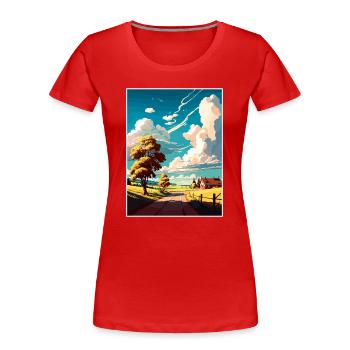 Skåne Schweden Vintage Reiseposter WPA Souvenir - Frauen Premium Bio T-Shirt - Rot - Vorne - Mia (176cm)