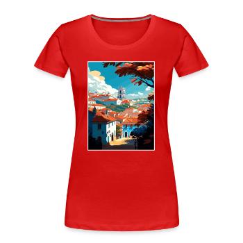 Tomar Portugal Vintage voyage affiche WPA Souvenir - T-shirt bio Premium Femme - rouge - Devant - Mia (176cm)