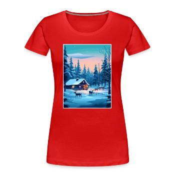 Lappland Finnland Insel Vintage Reiseposter WPA - Frauen Premium Bio T-Shirt - Rot - Vorne - Mia (176cm)