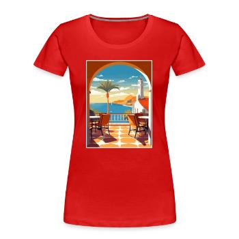 Costa del Sol Spanien Vintage Reiseposter Souvenir - Frauen Premium Bio T-Shirt - Rot - Vorne - Mia (176cm)