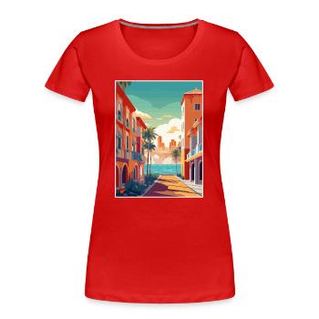 Costa del Sol Spanien Vintage Reiseposter Souvenir - Frauen Premium Bio T-Shirt - Rot - Vorne - Mia (176cm)