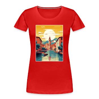 San Sebastian, Spanien, Vintage, Reiseposter, Souvenir - Frauen Premium Bio T-Shirt - Rot - Vorne - Mia (176cm)