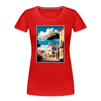 Tomar Portugal Vintage voyage affiche WPA Souvenir - T-shirt bio Premium Femme - rouge - Devant - Mia (176cm)