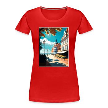 Sopot Pologne Vintage voyage affiche WPA Souvenir - T-shirt bio Premium Femme - rouge - Devant - Mia (176cm)