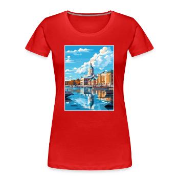 Helsinki Finnland Vintage Reiseposter Souvenir - Frauen Premium Bio T-Shirt - Rot - Vorne - Mia (176cm)