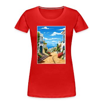 Albufeira Portugal Cascais Vintage Reiseposter - Frauen Premium Bio T-Shirt - Rot - Vorne - Mia (176cm)