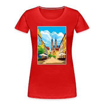 Magdebourg décoration Allemagne Vintage Travel Poster - T-shirt bio Premium Femme - rouge - Devant - Mia (176cm)