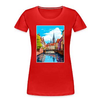 Münster Dekoration Deutschland Vintage Reiseposter - Frauen Premium Bio T-Shirt - Rot - Vorne - Mia (176cm)