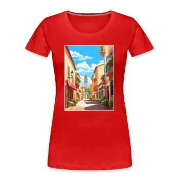 Perpignan France Affiche de voyage vintage Souvenir - T-shirt bio Premium Femme - rouge - Devant - Mia (176cm)