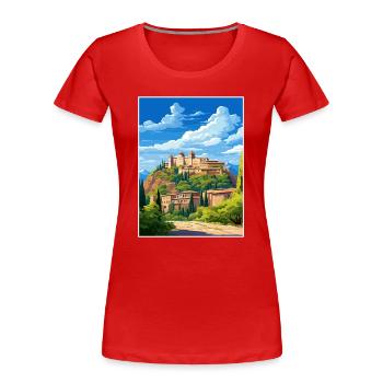 Alhambra Espagne Vintage voyage affiche WPA Souvenir - T-shirt bio Premium Femme - rouge - Devant - Mia (176cm)