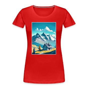 Le Chasseron Falls Suisse Affiche de voyage - T-shirt bio Premium Femme - rouge - Devant - Mia (176cm)