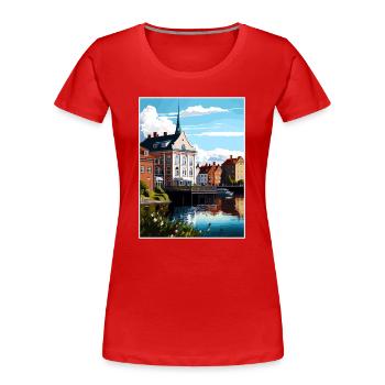 Eskilstuna Schweden Vintage Reiseposter Souvenir - Frauen Premium Bio T-Shirt - Rot - Vorne - Mia (176cm)