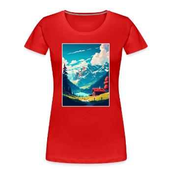 Schrattenfluh Schweiz Vintage Reiseposter - Frauen Premium Bio T-Shirt - Rot - Vorne - Mia (176cm)