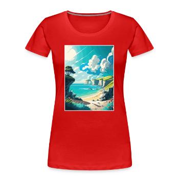 Dover England Küstenstrand Vintage Reiseposter - Frauen Premium Bio T-Shirt - Rot - Vorne - Mia (176cm)