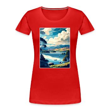 Windermere England Souvenir Vintage Travel Poster - Women's Premium Organic T-Shirt - red - Front - Mia (176cm)