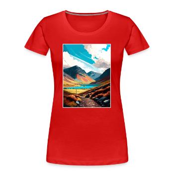 Wasdale Mountain Dekoration Vintage Reiseposter - Frauen Premium Bio T-Shirt - Rot - Vorne - Mia (176cm)