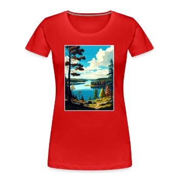 Kielder Water And Forest Park England Souvenir - Women's Premium Organic T-Shirt - red - Front - Mia (176cm)
