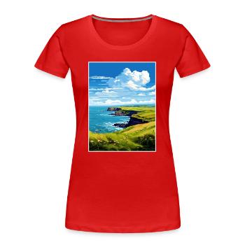L’affiche de voyage de la péninsule de Lizard Cornwall - T-shirt bio Premium Femme - rouge - Devant - Mia (176cm)