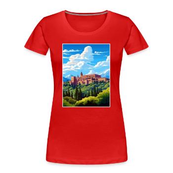 Alhambra Espagne Vintage voyage affiche WPA Souvenir - T-shirt bio Premium Femme - rouge - Devant - Mia (176cm)