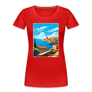 Dubrovnik Kroatien Vintage Reiseposter Souvenir - Frauen Premium Bio T-Shirt - Rot - Vorne - Mia (176cm)