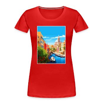 Cagliari Italie Vintage voyage affiche WPA Souvenir - T-shirt bio Premium Femme - rouge - Devant - Mia (176cm)