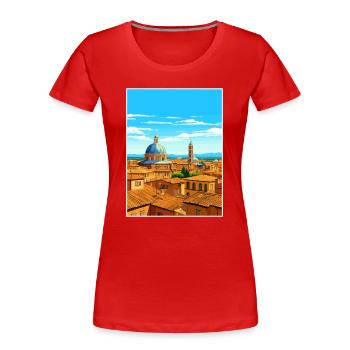 Bologne Décoration Italie Vintage Voyage Affiche WPA - T-shirt bio Premium Femme - rouge - Devant - Mia (176cm)