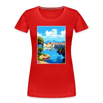 Dubrovnik Kroatien Vintage Reiseposter Souvenir - Frauen Premium Bio T-Shirt - Rot - Vorne - Mia (176cm)