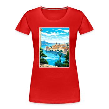 Dubrovnik Kroatien Vintage Reiseposter Souvenir - Frauen Premium Bio T-Shirt - Rot - Vorne - Mia (176cm)