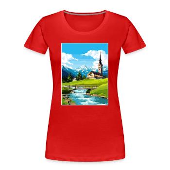 Ramsau Germany Berchtesgaden Vintage Travel Poster - Women's Premium Organic T-Shirt - red - Front - Mia (176cm)