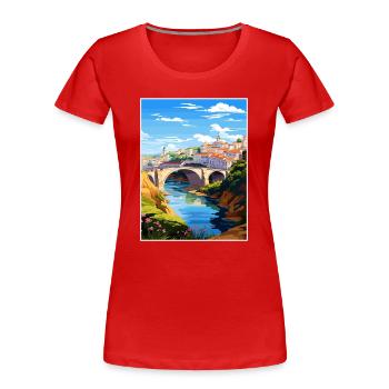 Tomar Portugal Vintage voyage affiche WPA Souvenir - T-shirt bio Premium Femme - rouge - Devant - Mia (176cm)