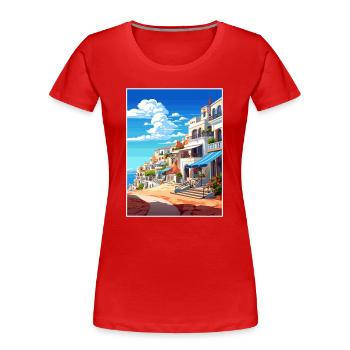 Albufeira Portugal Cascais Vintage Reiseposter - Frauen Premium Bio T-Shirt - Rot - Vorne - Mia (176cm)