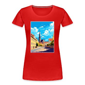 Regensburg Deutschland Vintage Reiseposter Souvenir - Frauen Premium Bio T-Shirt - Rot - Vorne - Mia (176cm)