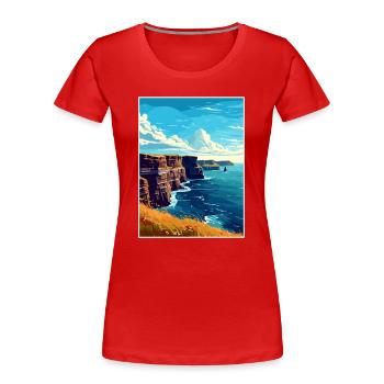 Cliffs Of Moher Irland Vintage Reiseposter WPA - Frauen Premium Bio T-Shirt - Rot - Vorne - Mia (176cm)