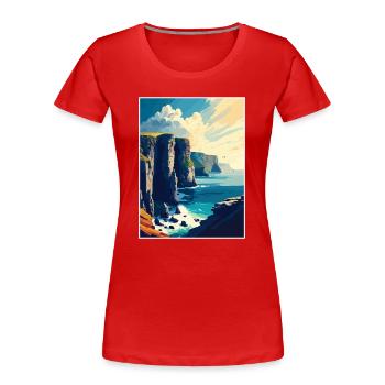 Cliffs Of Moher Irland Vintage Reiseposter WPA - Frauen Premium Bio T-Shirt - Rot - Vorne - Mia (176cm)