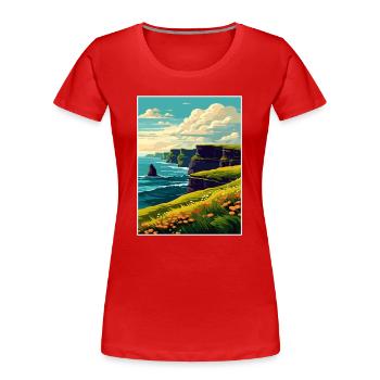 Cliffs Of Moher Irland Vintage Reiseposter WPA - Frauen Premium Bio T-Shirt - Rot - Vorne - Mia (176cm)