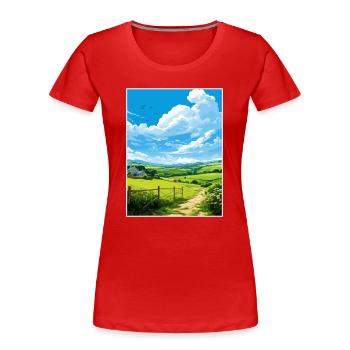 Pensrose Estate Cornwall Affiche de voyage Vintage WPA - T-shirt bio Premium Femme - rouge - Devant - Mia (176cm)