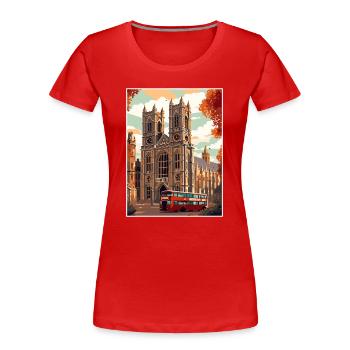 Abbaye de Westminster Londres Vintage voyage affiche WPA - T-shirt bio Premium Femme - rouge - Devant - Mia (176cm)