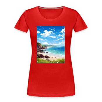 Trevaunance Cove Cornwall Affiche de voyage Vintage - T-shirt bio Premium Femme - rouge - Devant - Mia (176cm)