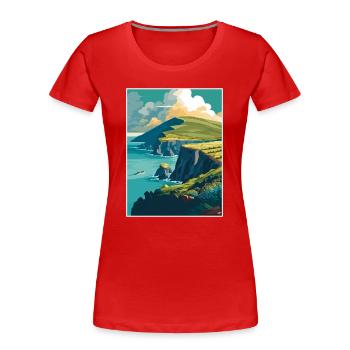 Péninsule de Dingle Irlande Vintage voyage affiche WPA - T-shirt bio Premium Femme - rouge - Devant - Mia (176cm)