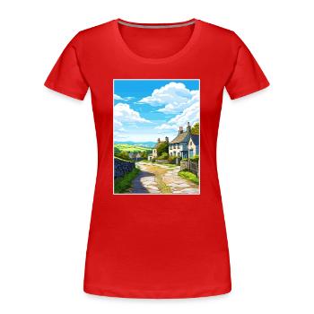 Altarnun England Souvenir Vintage Travel Poster - Women's Premium Organic T-Shirt - red - Front - Mia (176cm)