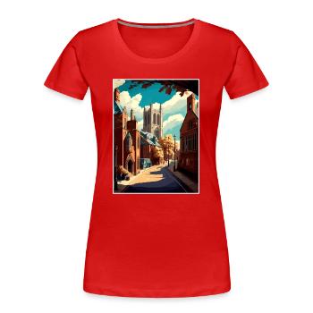 Richmond England Yorkshire Vintage Reiseposter - Frauen Premium Bio T-Shirt - Rot - Vorne - Mia (176cm)
