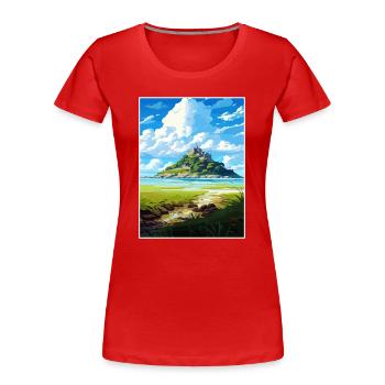 St Michaels Mount Cornwall Affiche de voyage Vintage - T-shirt bio Premium Femme - rouge - Devant - Mia (176cm)