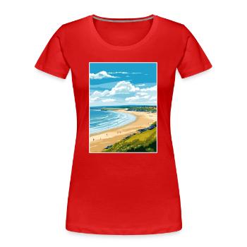 Portstewart Strand Irland Vintage Reiseposter - Frauen Premium Bio T-Shirt - Rot - Vorne - Mia (176cm)
