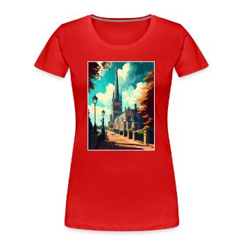 Salisbury England Souvenir Vintage Travel Poster - Women's Premium Organic T-Shirt - red - Front - Mia (176cm)